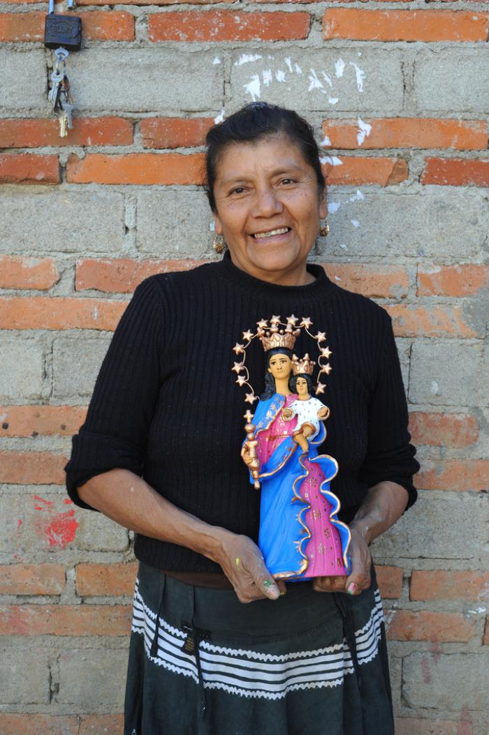 Ceramic Catrina Sculpture in Indigenous Costume by Concepcion Aguilar