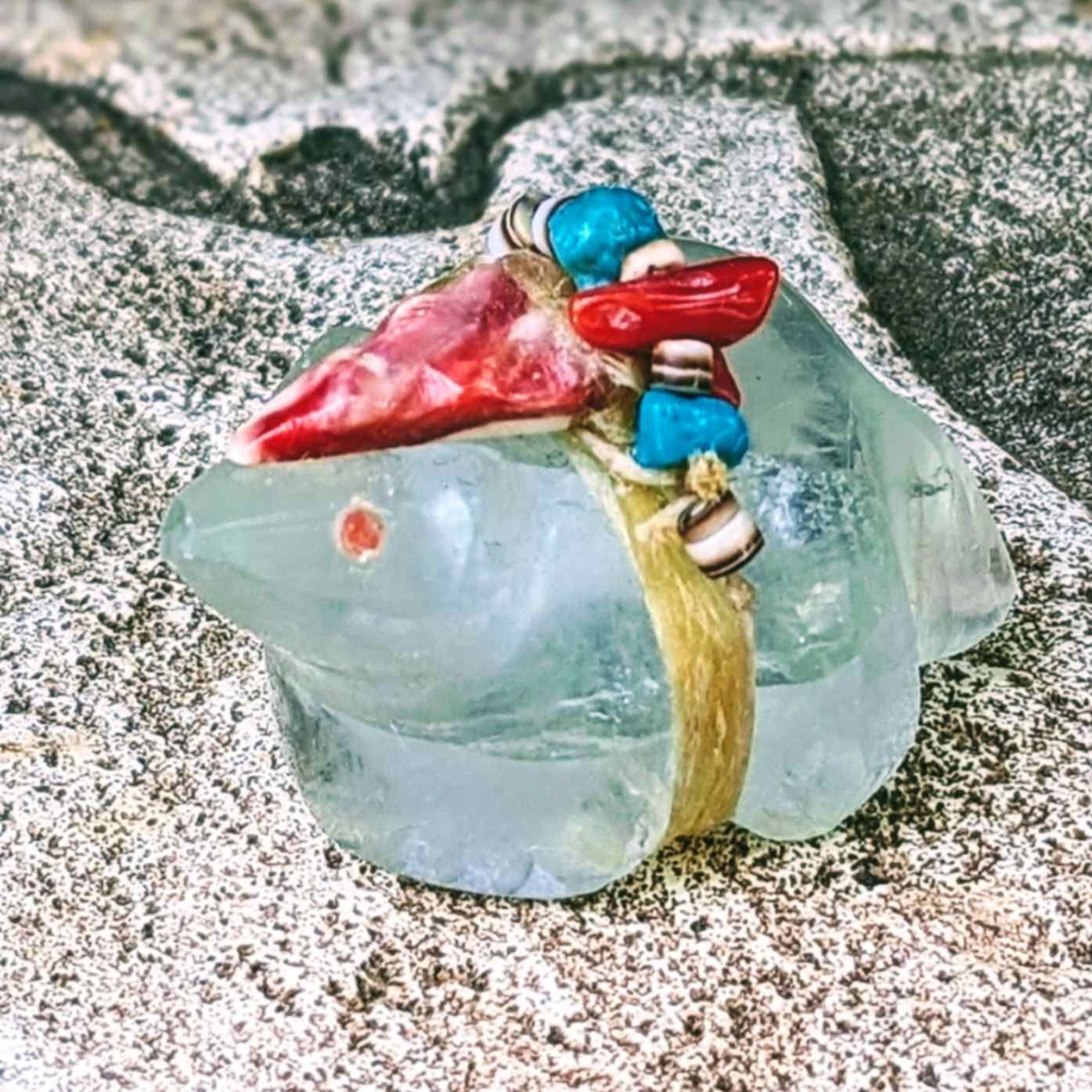 Zuni Fetish Flourite Bear with Medicine Bundle