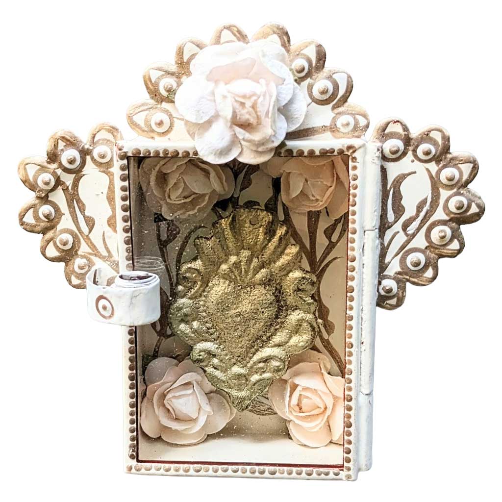 Painted Tin Mini "Sacred Heart Milagro" Nicho