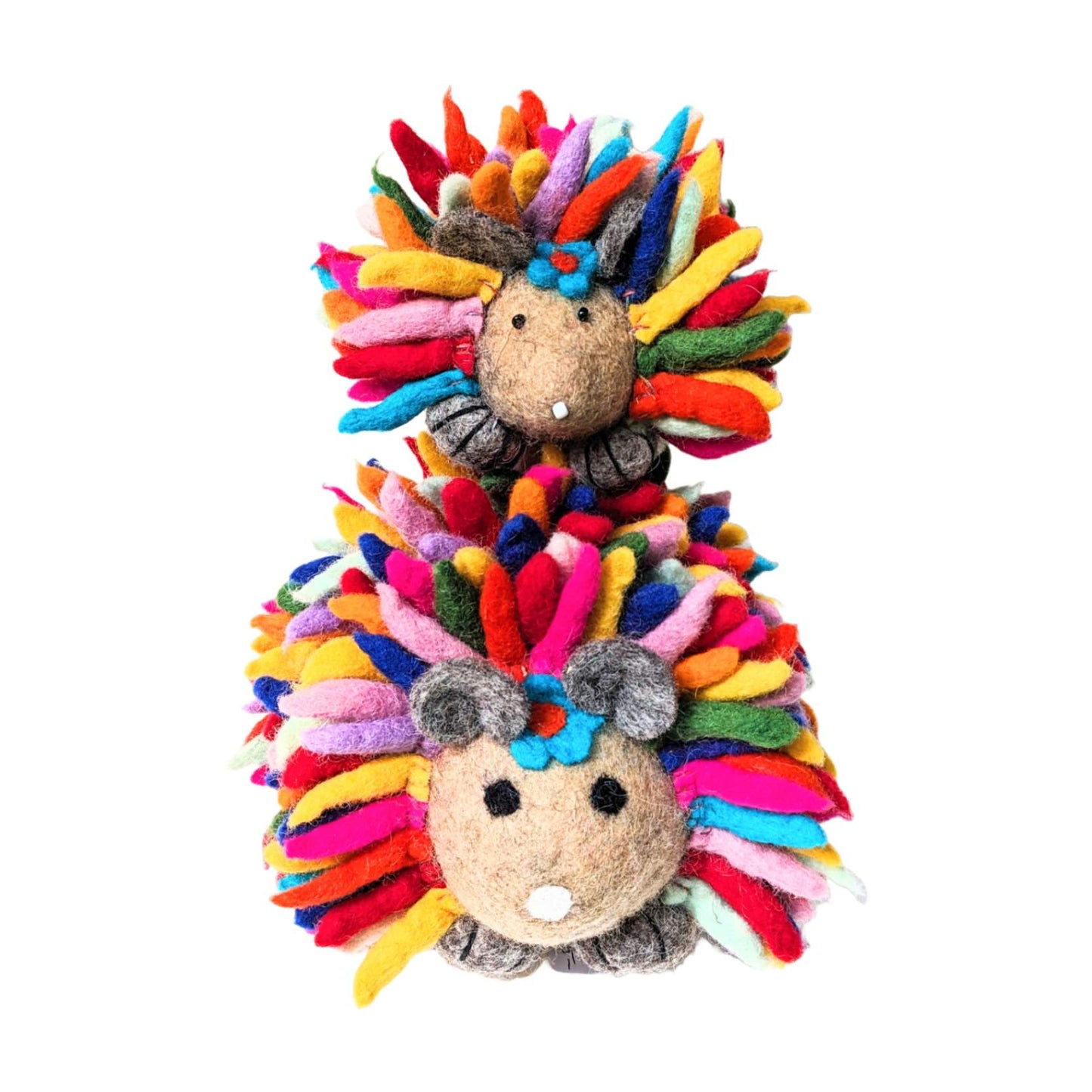Felt Hedgehog Holiday Ornaments in Rainbow colorsbow colors