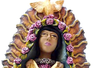 Stunning Guadalupe adorned in a Cape with Delicate Pink Roses