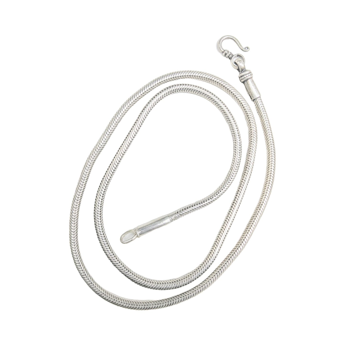 Vintage Silver Tribal Snake Chain Necklace from India
