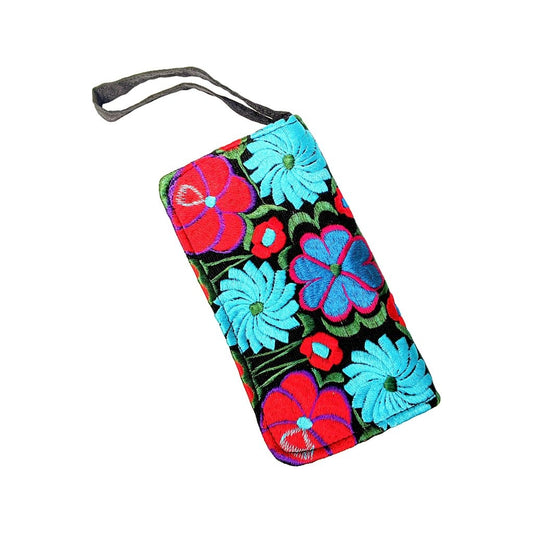 Embroidered Guatemalan Floral Wristlet Purse