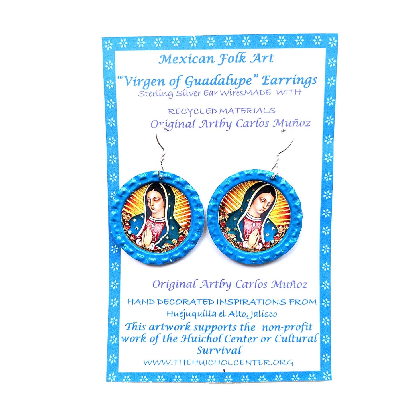 Guadalupe Folk Art Bottlecap Earrings