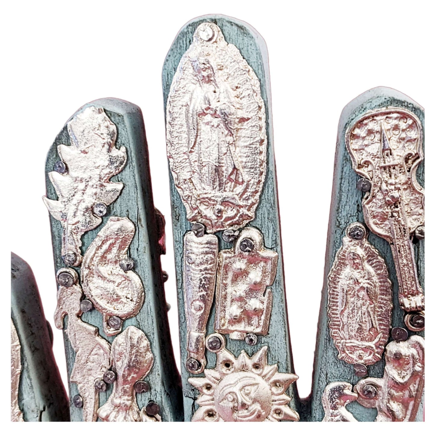 Standing Hand Sculpture with Milagros