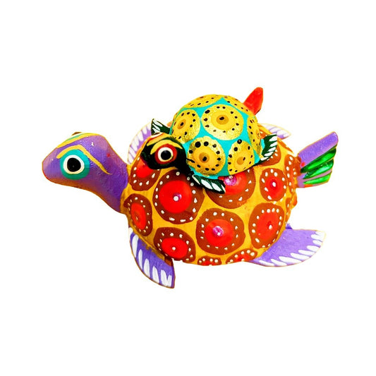 Miniature Turtle Alebrije with Baby Turtle on its Back