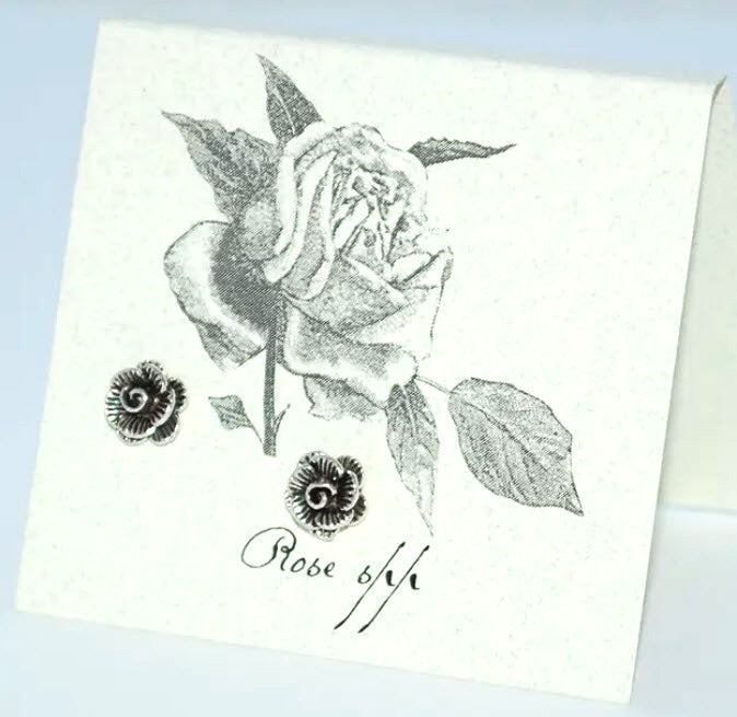 mini stud rose earrings sterling silver