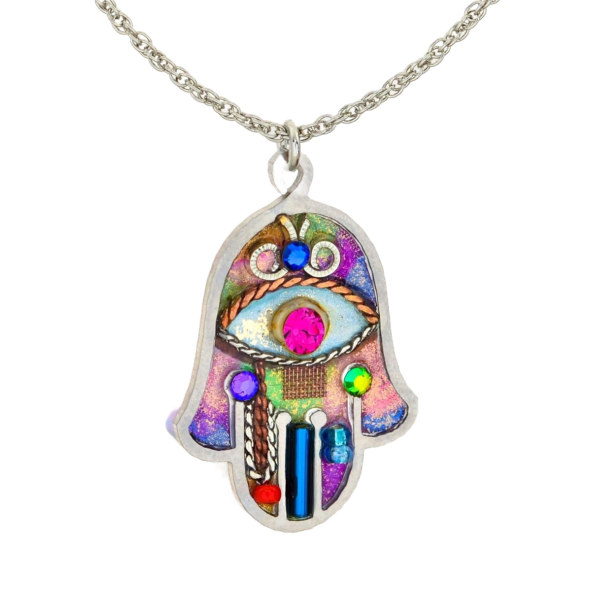 Iridescent Pastel Hamsa Necklace