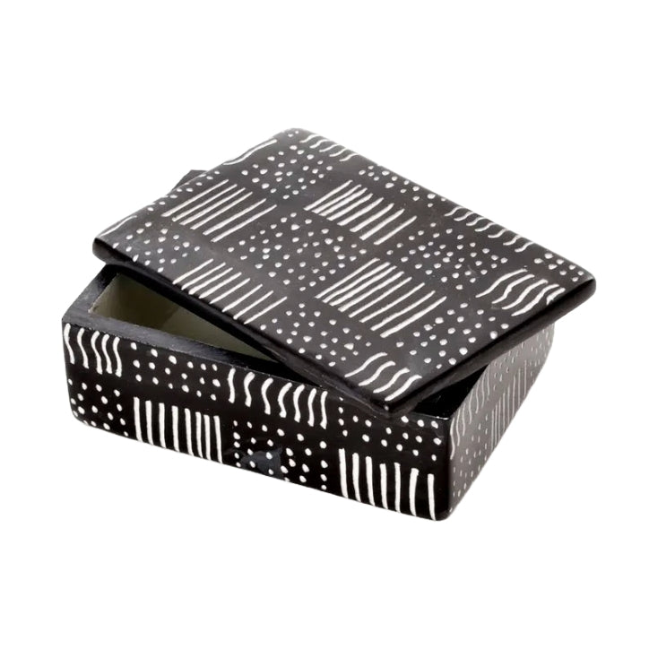 Mudcloth Pattern Rectangular Soapstone Desktop Box