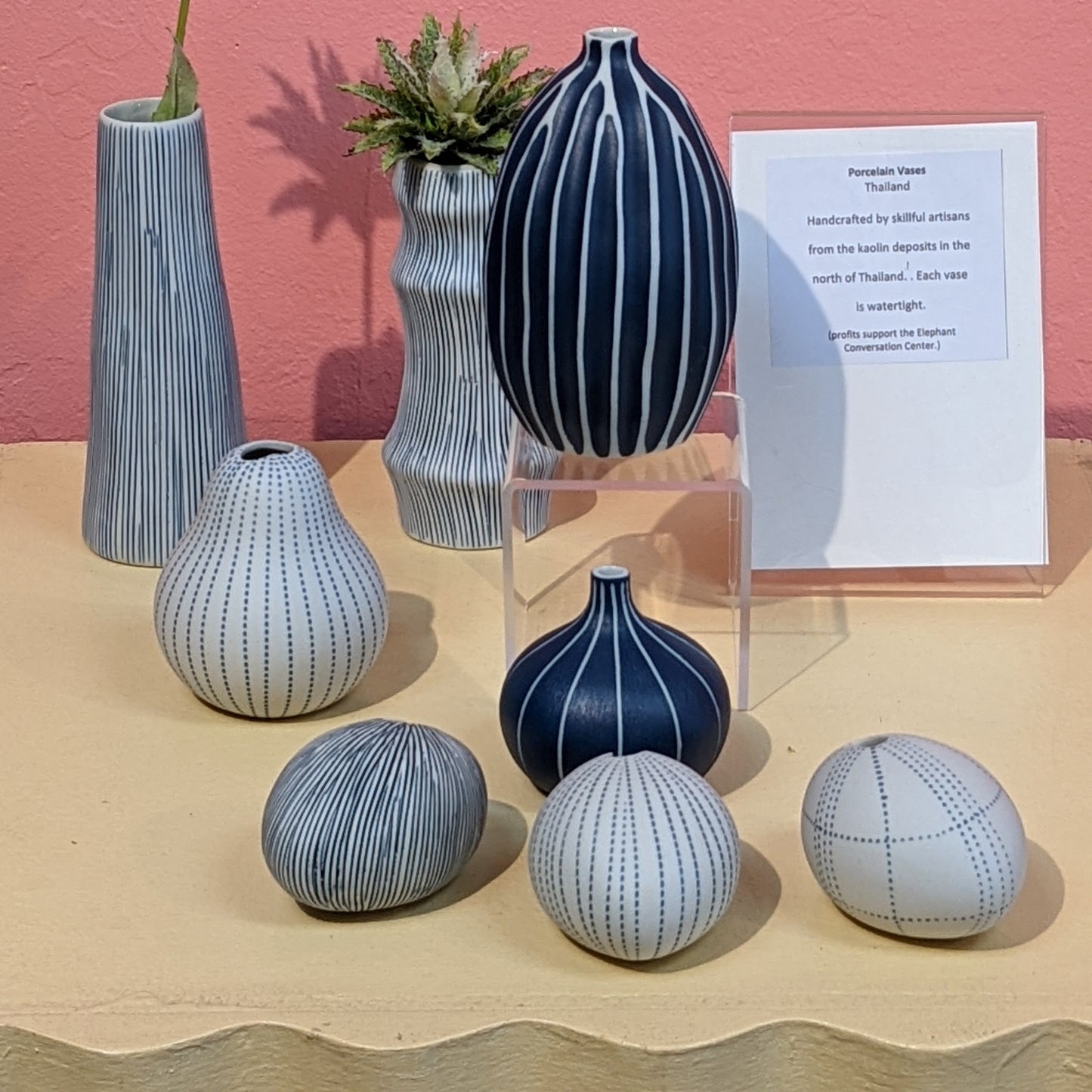 Ceramic Porcelain Bud Vase Handcrafted by Artisans in Thailand