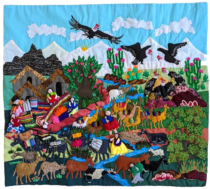 Daily Life in a Mountain Village Arpillera