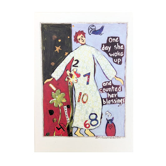 Artisan Greeting Card: One Day She Woke Up and Counted Her Blessings.