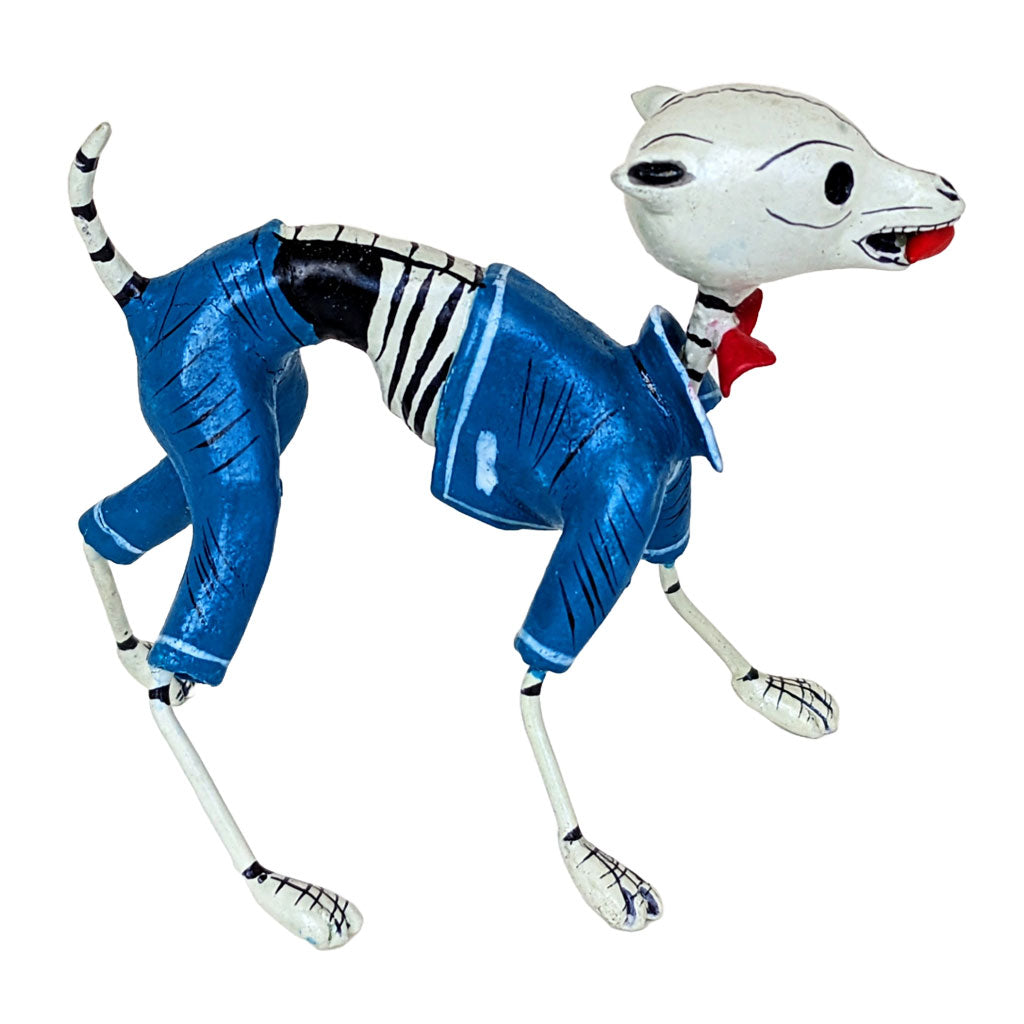 Skeleton Dog figure in blue tuxedo