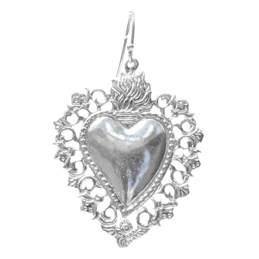 Large Milagro Heart Earrings from Mexico