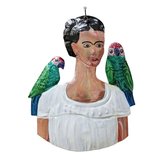 Frida Kahlo Painted Tin Ornament 