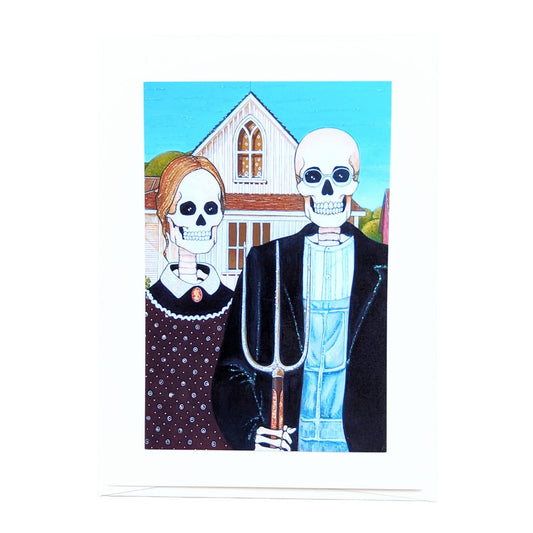 Day of the Dead Greeting card American Gothic Skeletons