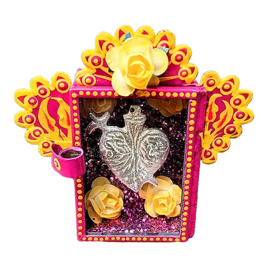 Painted Tin Mini "Sacred Heart Milagro" Nicho