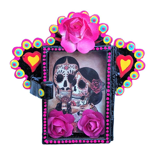 Lovers/Novios Skeletons Painted Tin Mini Nicho by Cielito Lindo Studio