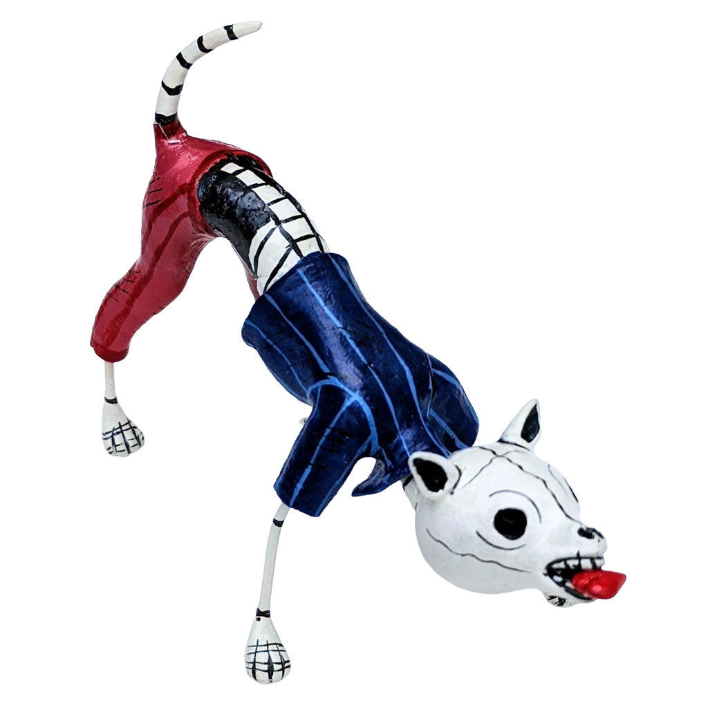 Skeleton Dog in Blue Tuxedo with Red Bow Tie