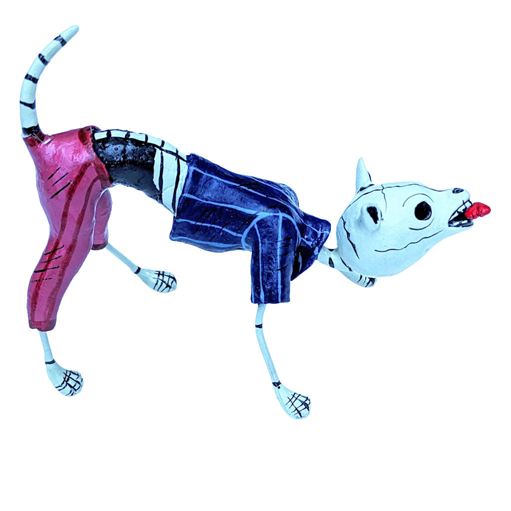 Skeleton Dog in Blue Tuxedo with Red Bow Tie