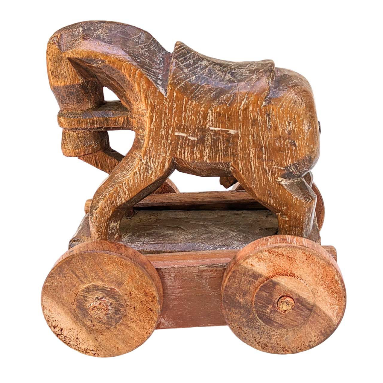 Wood Temple Toy on Wheels from India