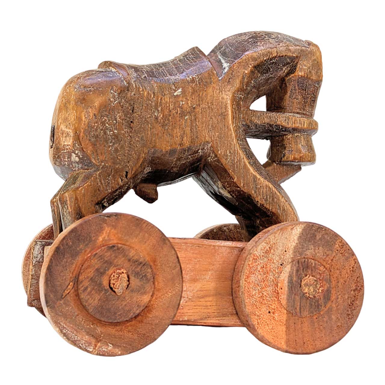 Wood Temple Toy on Wheels from India