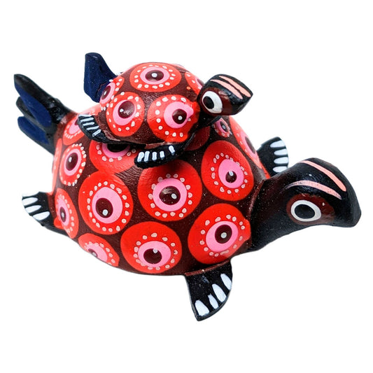 Miniature Turtle Alebrije with Baby Turtle on its Back