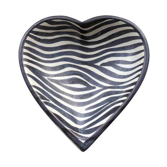 Zebra Soapstone Heart Dish