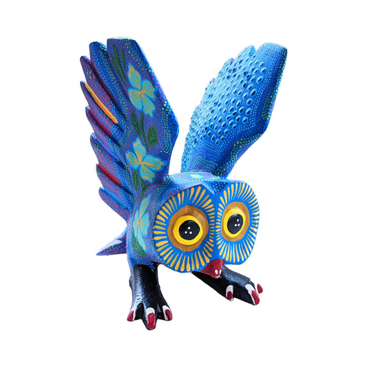 blue owl alebrije woodcarving