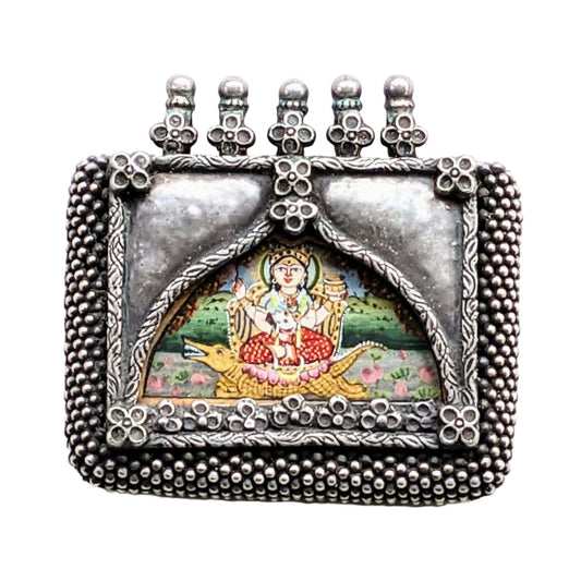 Antique Indian Antique Indian Silver Pendant with Goddess  Image