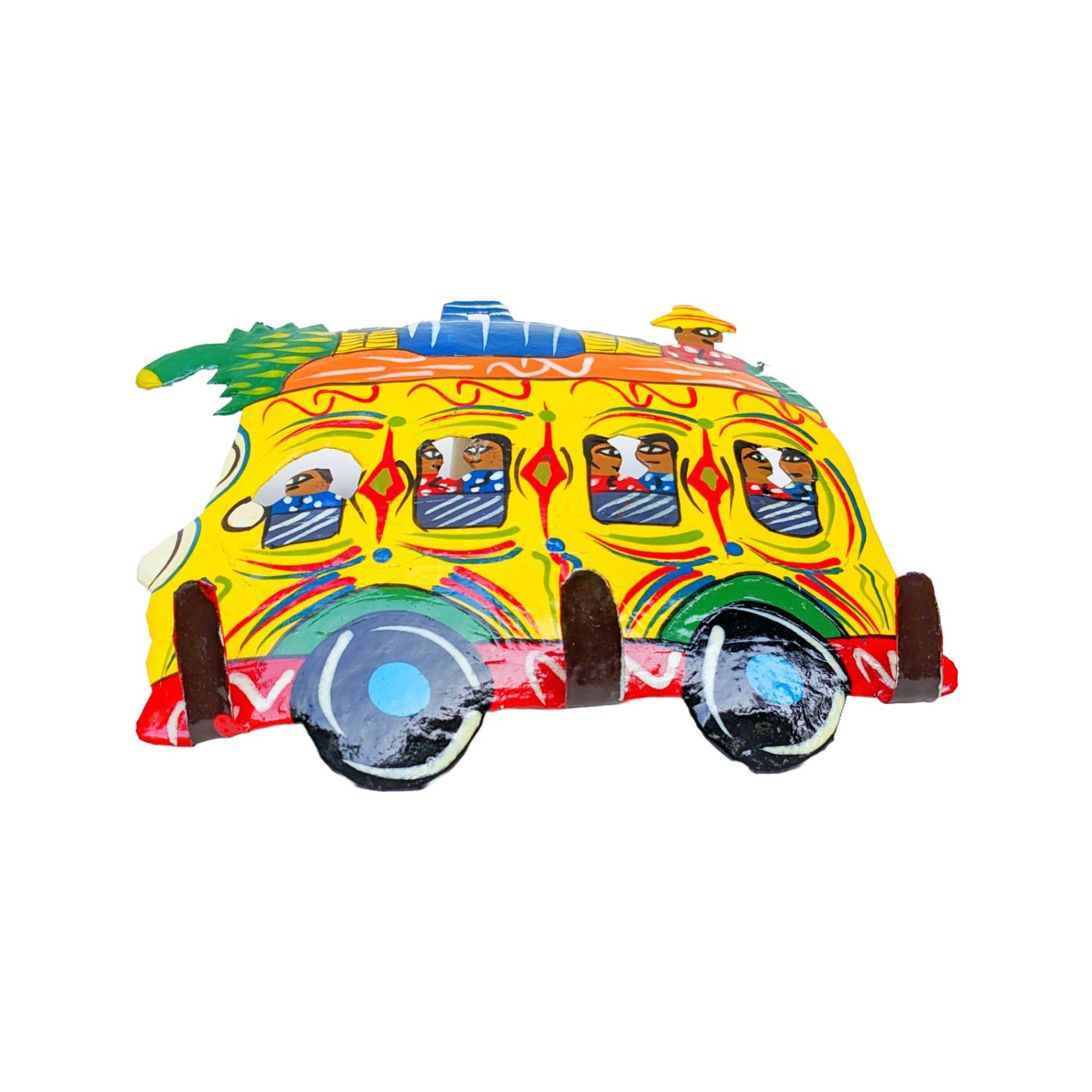 Vinatage Haitian Art Metal Tap Tap Bus with Hooks For Keys, Hats, And other Items