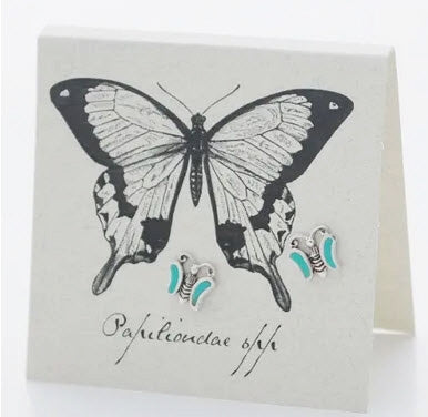 Butterfly mini stud sterling silver & turquoise earrings