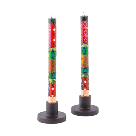 African handpainted taper candles