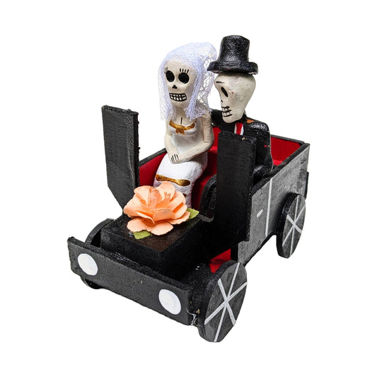 Dead of the Dead Skeleton Wedding Couple in Car