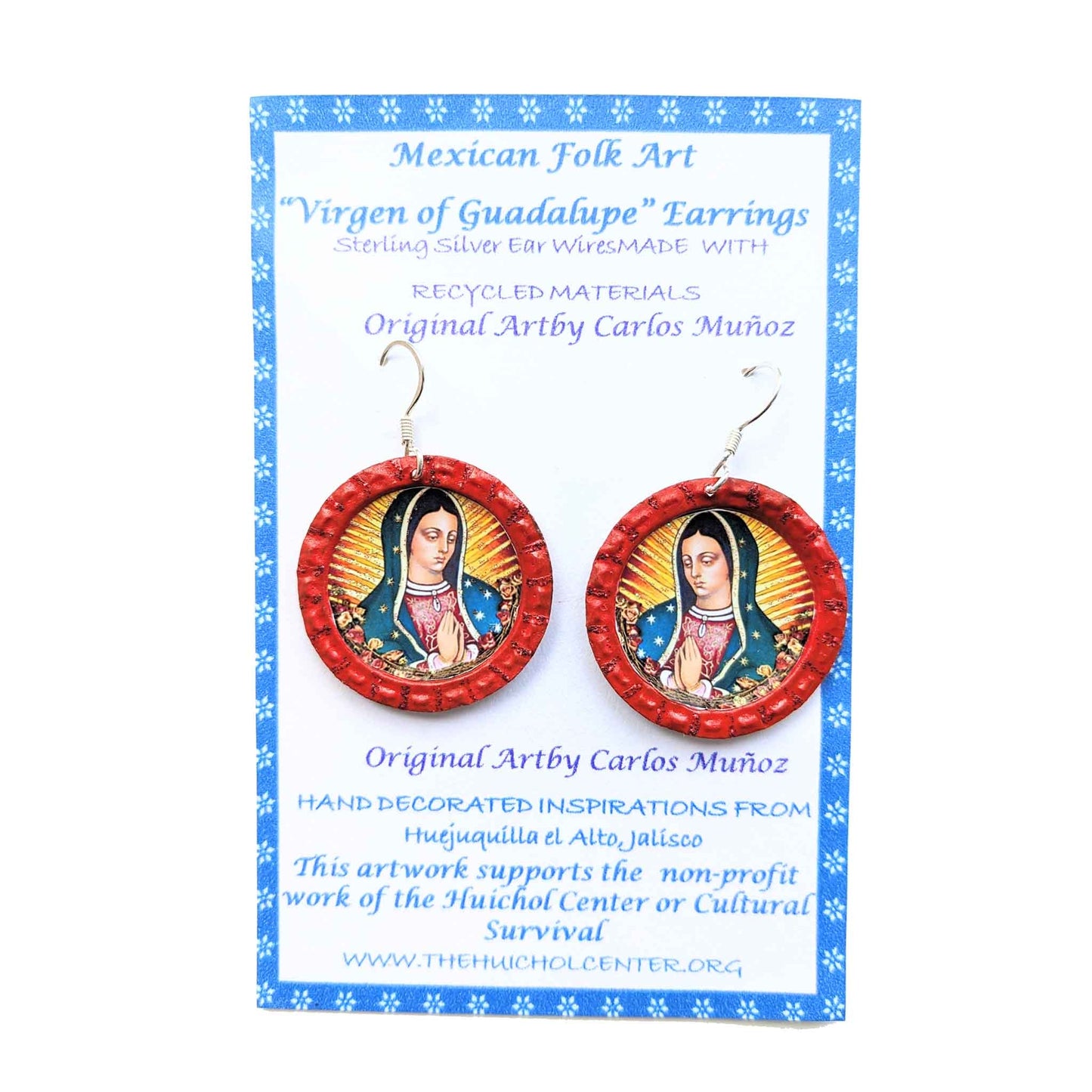 Guadalupe Folk Art Bottlecap Earrings