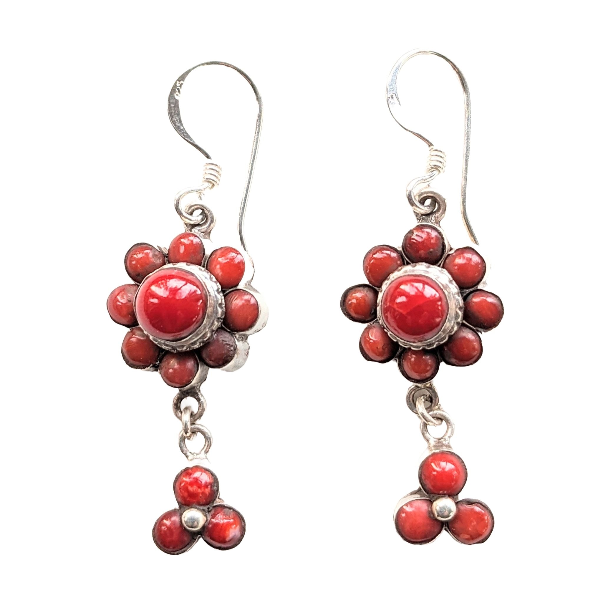Red Dangle Classic Tibetan Red Dangle Earrings – the FolkArt Gallery