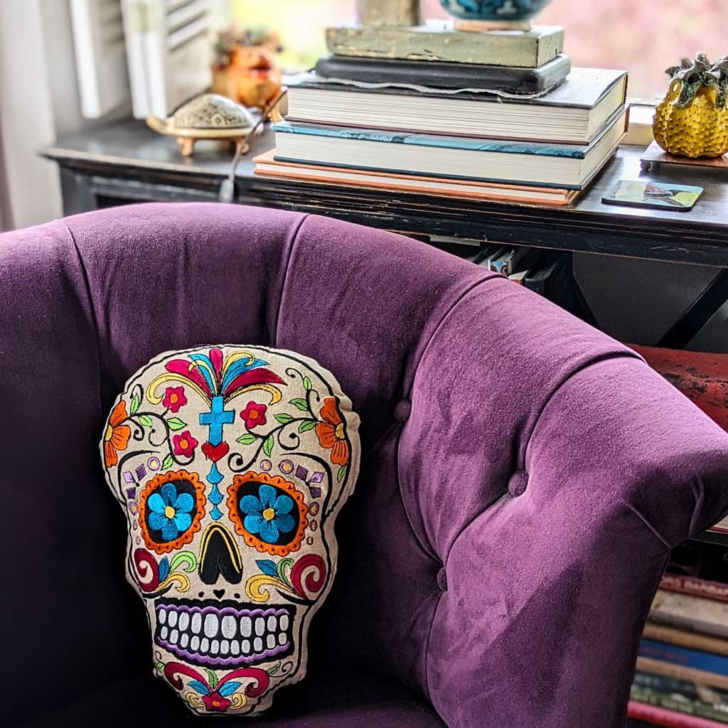 Sugar Skull Pillow for "Dia de los Muertos"