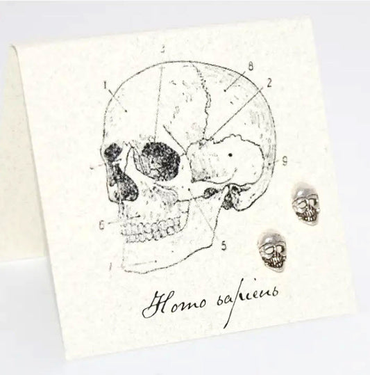 Mini Skull Stud Sterling Silver Earrings