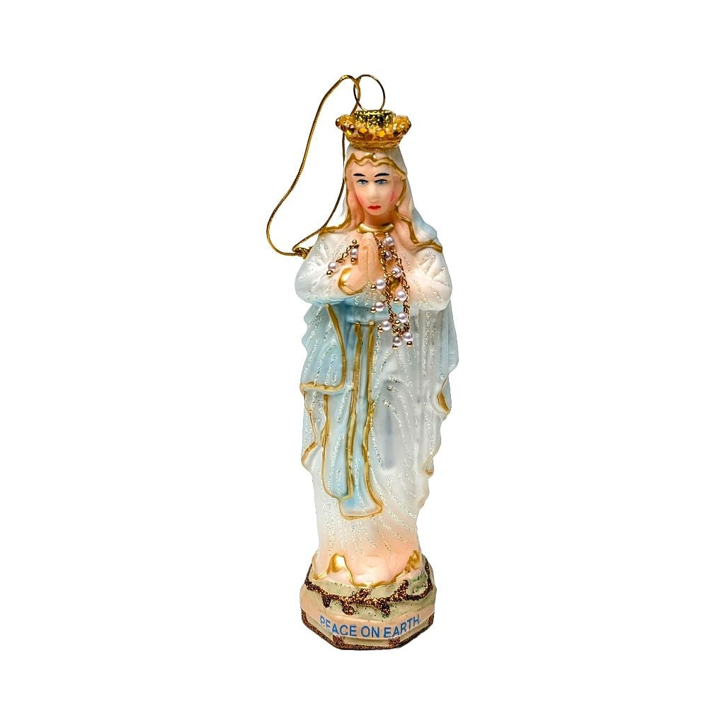 virgen mary glass ornament
